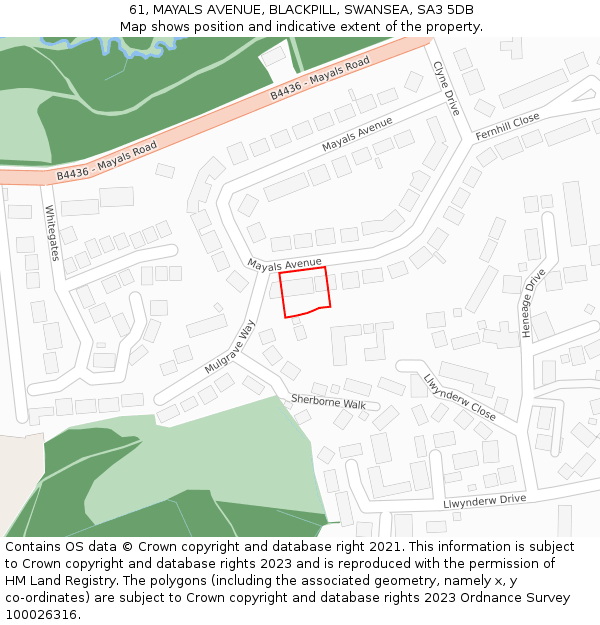 61, MAYALS AVENUE, BLACKPILL, SWANSEA, SA3 5DB: Location map and indicative extent of plot