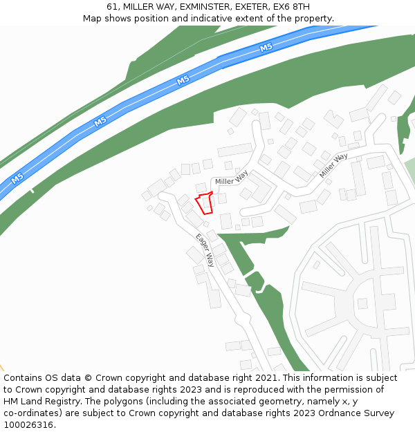 61, MILLER WAY, EXMINSTER, EXETER, EX6 8TH: Location map and indicative extent of plot