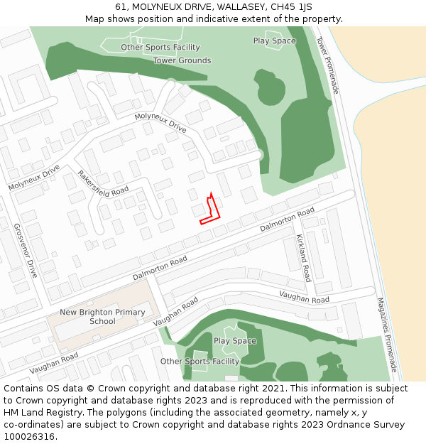 61, MOLYNEUX DRIVE, WALLASEY, CH45 1JS: Location map and indicative extent of plot