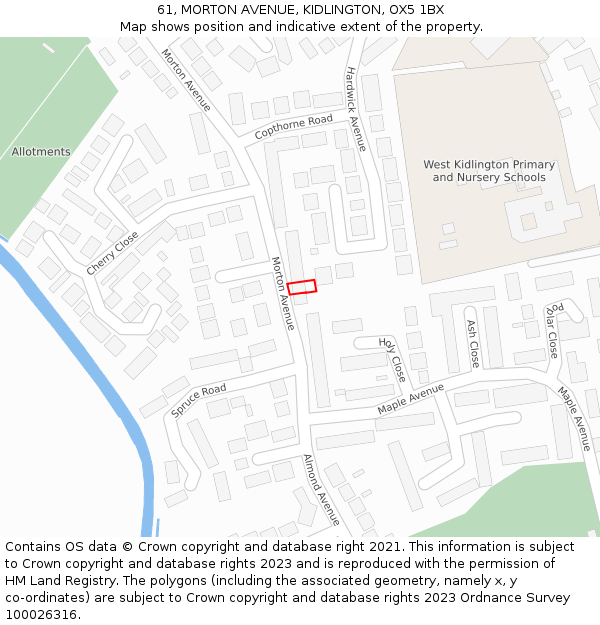 61, MORTON AVENUE, KIDLINGTON, OX5 1BX: Location map and indicative extent of plot