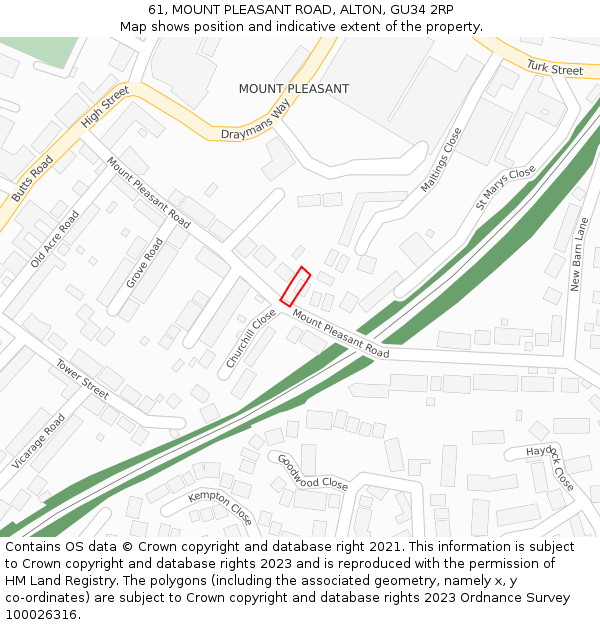 61, MOUNT PLEASANT ROAD, ALTON, GU34 2RP: Location map and indicative extent of plot
