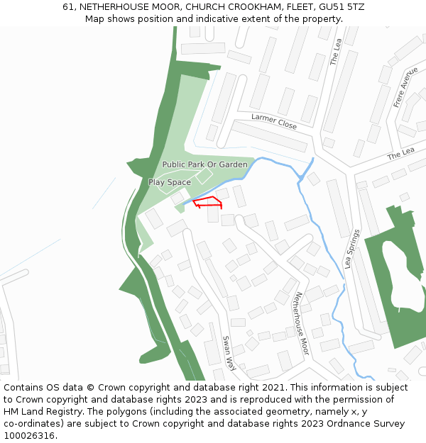 61, NETHERHOUSE MOOR, CHURCH CROOKHAM, FLEET, GU51 5TZ: Location map and indicative extent of plot