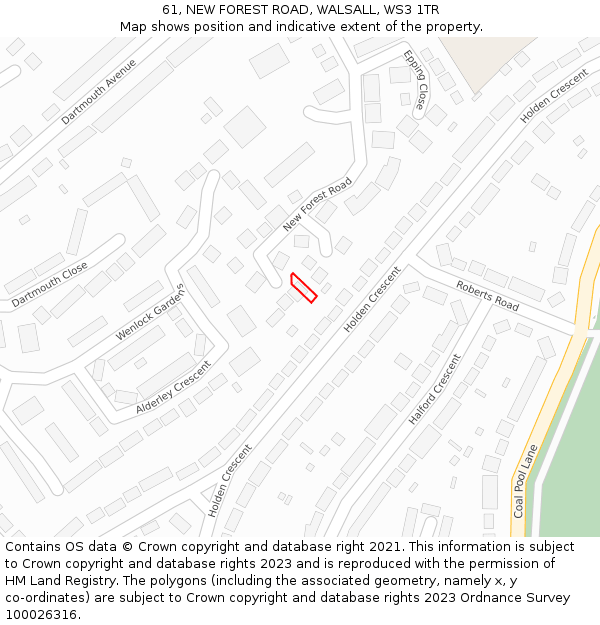 61, NEW FOREST ROAD, WALSALL, WS3 1TR: Location map and indicative extent of plot