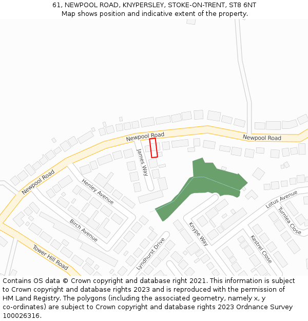 61, NEWPOOL ROAD, KNYPERSLEY, STOKE-ON-TRENT, ST8 6NT: Location map and indicative extent of plot