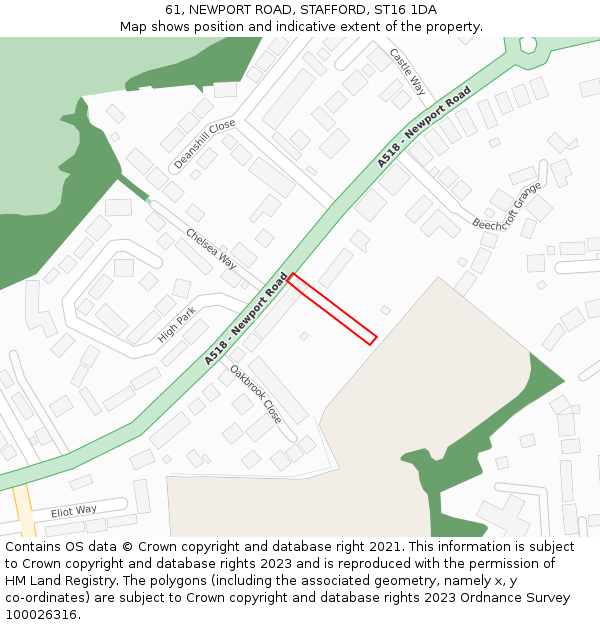 61, NEWPORT ROAD, STAFFORD, ST16 1DA: Location map and indicative extent of plot