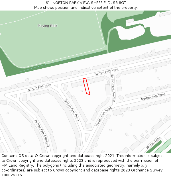 61, NORTON PARK VIEW, SHEFFIELD, S8 8GT: Location map and indicative extent of plot