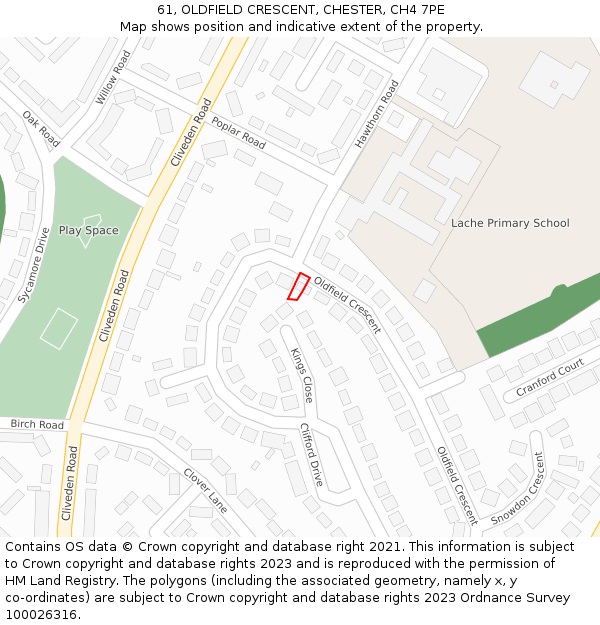 61, OLDFIELD CRESCENT, CHESTER, CH4 7PE: Location map and indicative extent of plot