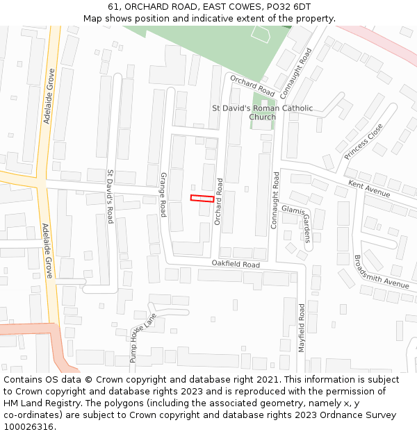 61, ORCHARD ROAD, EAST COWES, PO32 6DT: Location map and indicative extent of plot