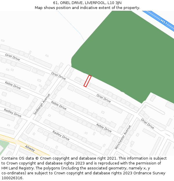 61, ORIEL DRIVE, LIVERPOOL, L10 3JN: Location map and indicative extent of plot