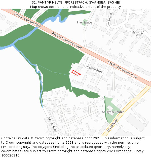 61, PANT YR HELYG, FFORESTFACH, SWANSEA, SA5 4BJ: Location map and indicative extent of plot