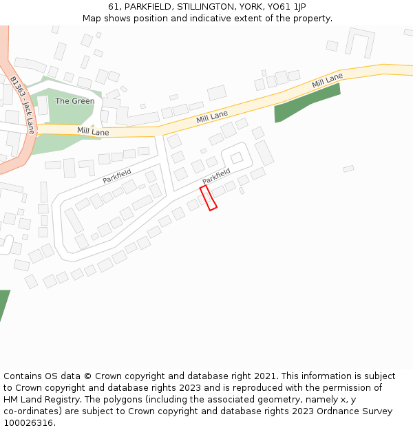 61, PARKFIELD, STILLINGTON, YORK, YO61 1JP: Location map and indicative extent of plot