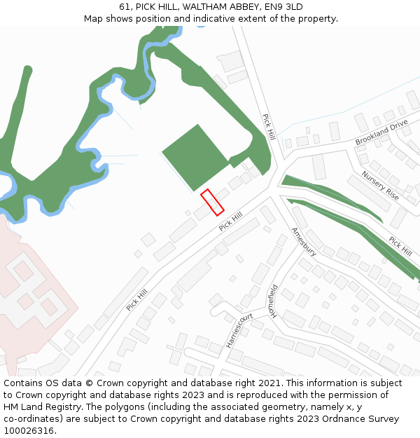 61, PICK HILL, WALTHAM ABBEY, EN9 3LD: Location map and indicative extent of plot