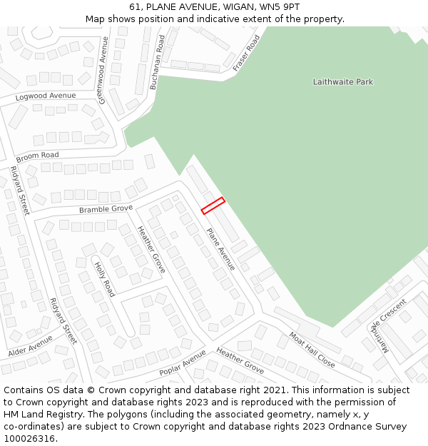 61, PLANE AVENUE, WIGAN, WN5 9PT: Location map and indicative extent of plot