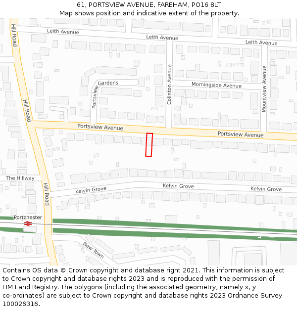 61, PORTSVIEW AVENUE, FAREHAM, PO16 8LT: Location map and indicative extent of plot