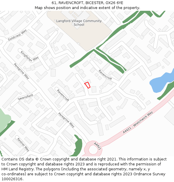 61, RAVENCROFT, BICESTER, OX26 6YE: Location map and indicative extent of plot