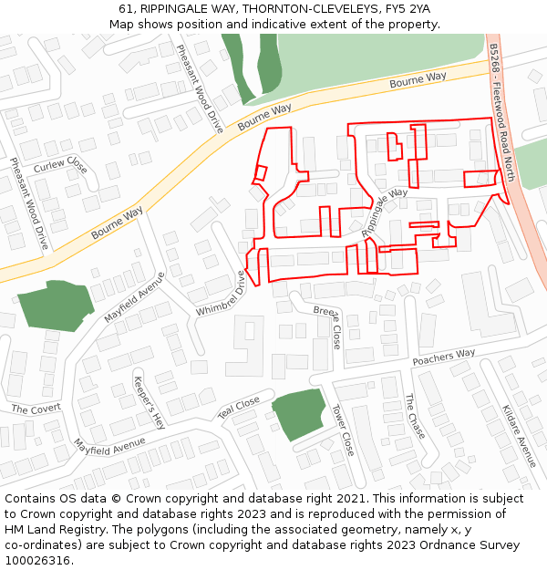 61, RIPPINGALE WAY, THORNTON-CLEVELEYS, FY5 2YA: Location map and indicative extent of plot