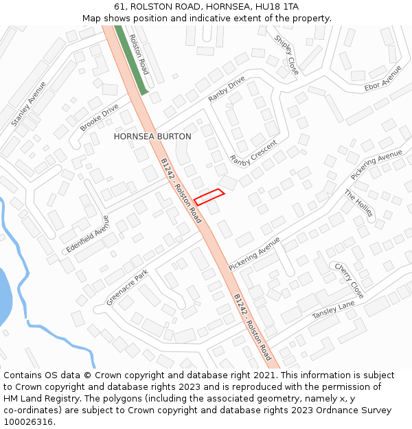 61, ROLSTON ROAD, HORNSEA, HU18 1TA: Location map and indicative extent of plot