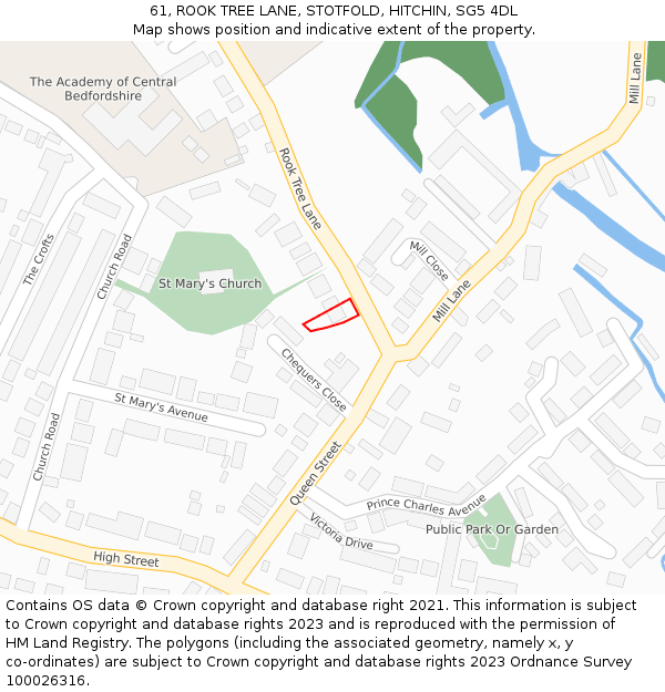 61, ROOK TREE LANE, STOTFOLD, HITCHIN, SG5 4DL: Location map and indicative extent of plot