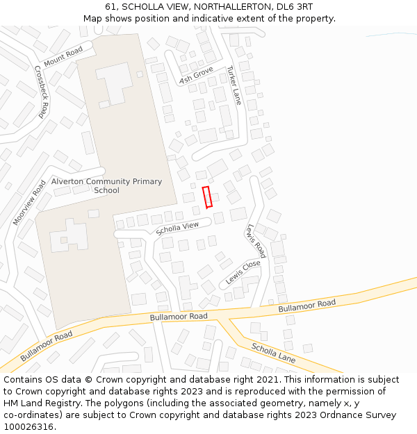 61, SCHOLLA VIEW, NORTHALLERTON, DL6 3RT: Location map and indicative extent of plot