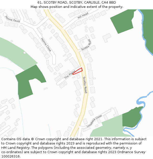 61, SCOTBY ROAD, SCOTBY, CARLISLE, CA4 8BD: Location map and indicative extent of plot