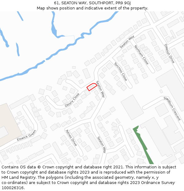 61, SEATON WAY, SOUTHPORT, PR9 9GJ: Location map and indicative extent of plot