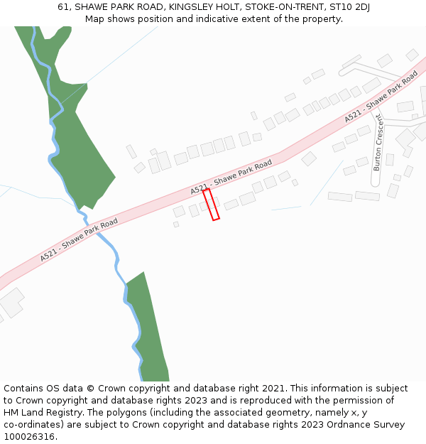 61, SHAWE PARK ROAD, KINGSLEY HOLT, STOKE-ON-TRENT, ST10 2DJ: Location map and indicative extent of plot