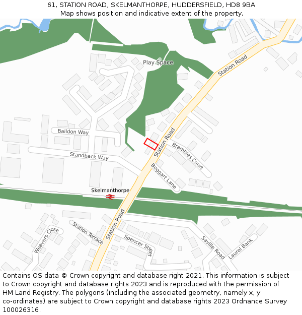 61, STATION ROAD, SKELMANTHORPE, HUDDERSFIELD, HD8 9BA: Location map and indicative extent of plot