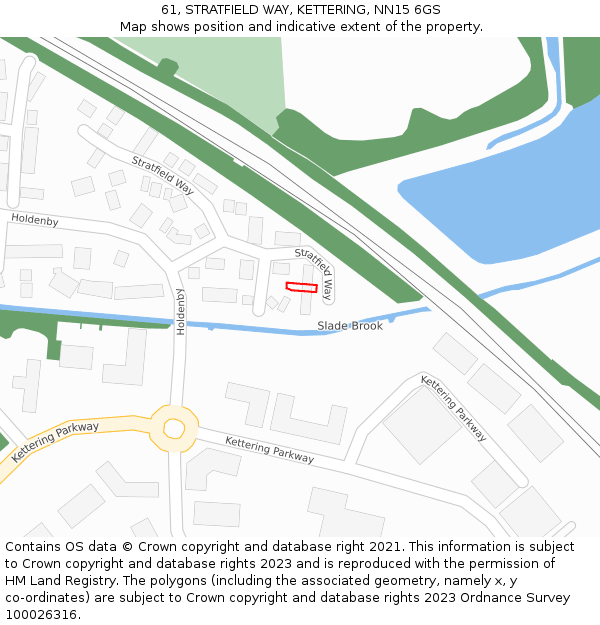 61, STRATFIELD WAY, KETTERING, NN15 6GS: Location map and indicative extent of plot