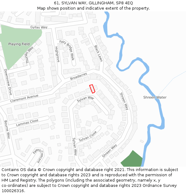 61, SYLVAN WAY, GILLINGHAM, SP8 4EQ: Location map and indicative extent of plot