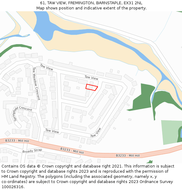 61, TAW VIEW, FREMINGTON, BARNSTAPLE, EX31 2NL: Location map and indicative extent of plot