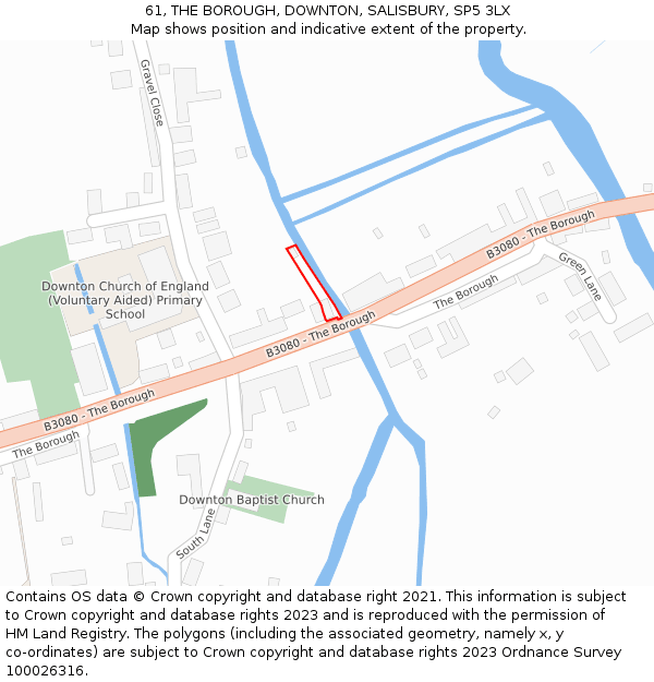 61, THE BOROUGH, DOWNTON, SALISBURY, SP5 3LX: Location map and indicative extent of plot