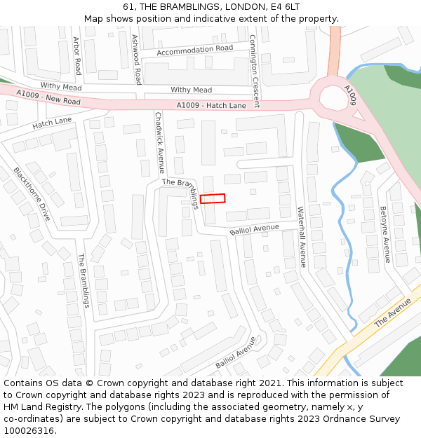 61, THE BRAMBLINGS, LONDON, E4 6LT: Location map and indicative extent of plot