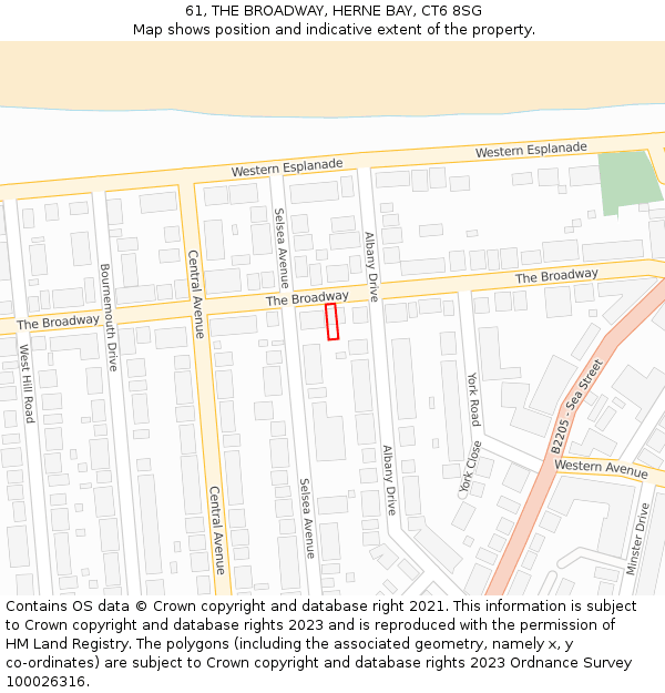 61, THE BROADWAY, HERNE BAY, CT6 8SG: Location map and indicative extent of plot