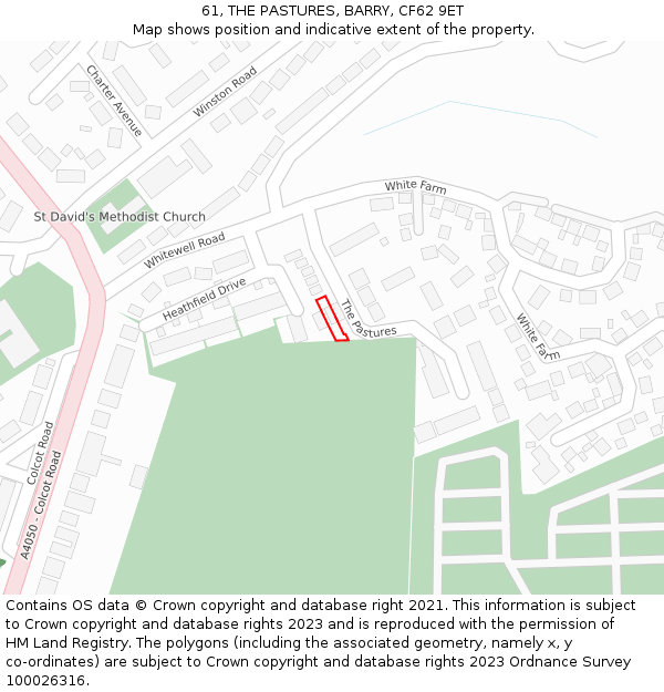 61, THE PASTURES, BARRY, CF62 9ET: Location map and indicative extent of plot