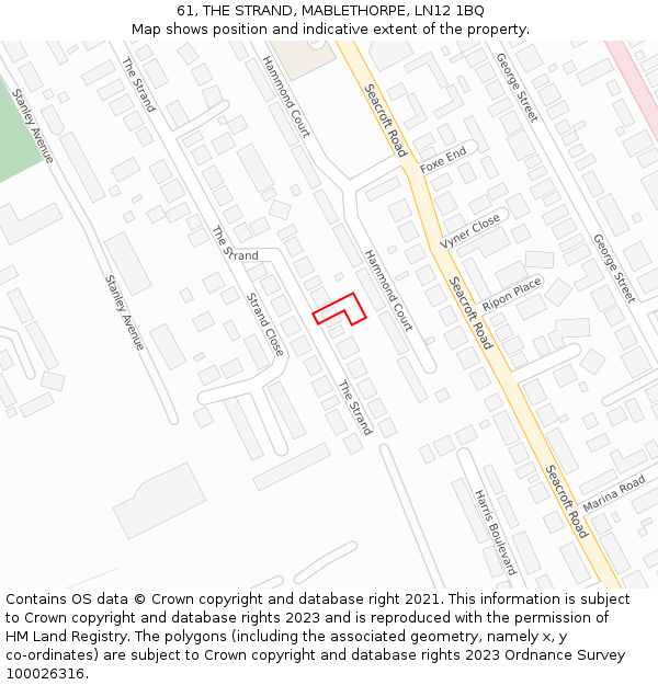 61, THE STRAND, MABLETHORPE, LN12 1BQ: Location map and indicative extent of plot