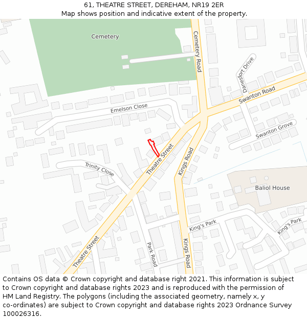 61, THEATRE STREET, DEREHAM, NR19 2ER: Location map and indicative extent of plot