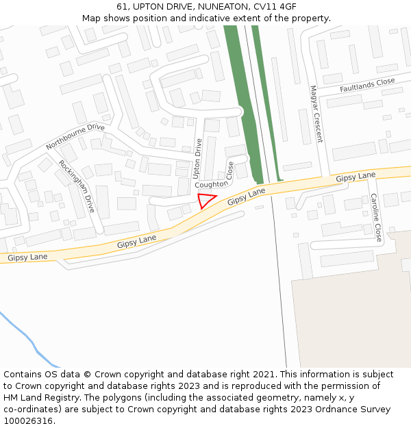61, UPTON DRIVE, NUNEATON, CV11 4GF: Location map and indicative extent of plot