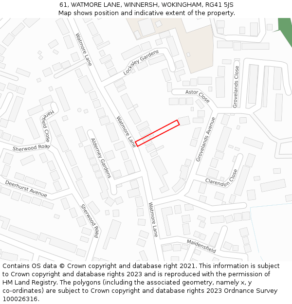 61, WATMORE LANE, WINNERSH, WOKINGHAM, RG41 5JS: Location map and indicative extent of plot