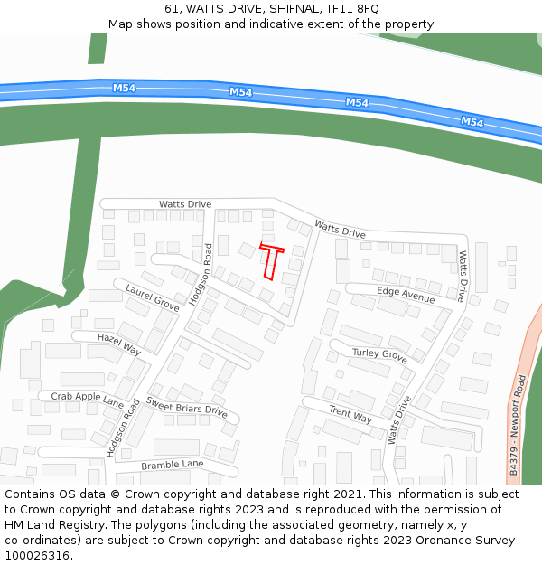 61, WATTS DRIVE, SHIFNAL, TF11 8FQ: Location map and indicative extent of plot