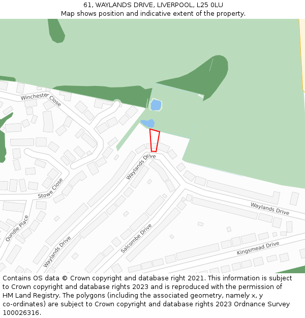 61, WAYLANDS DRIVE, LIVERPOOL, L25 0LU: Location map and indicative extent of plot