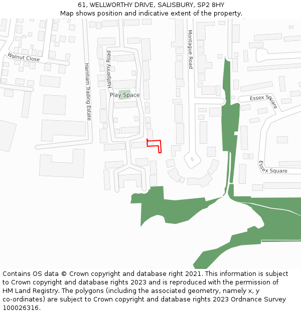 61, WELLWORTHY DRIVE, SALISBURY, SP2 8HY: Location map and indicative extent of plot