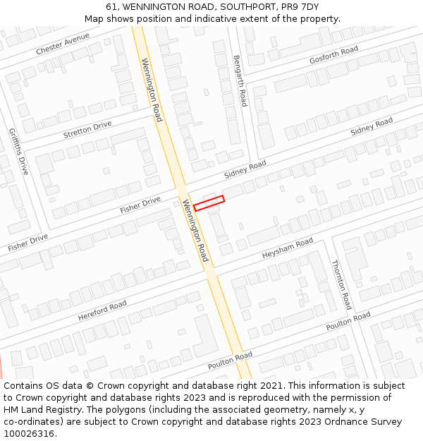 61, WENNINGTON ROAD, SOUTHPORT, PR9 7DY: Location map and indicative extent of plot