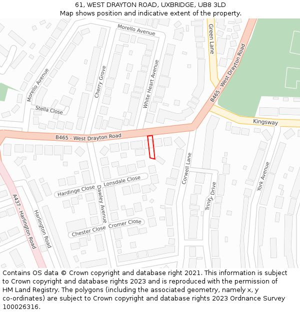 61, WEST DRAYTON ROAD, UXBRIDGE, UB8 3LD: Location map and indicative extent of plot
