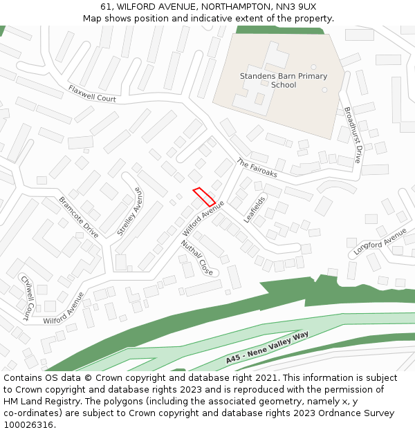 61, WILFORD AVENUE, NORTHAMPTON, NN3 9UX: Location map and indicative extent of plot