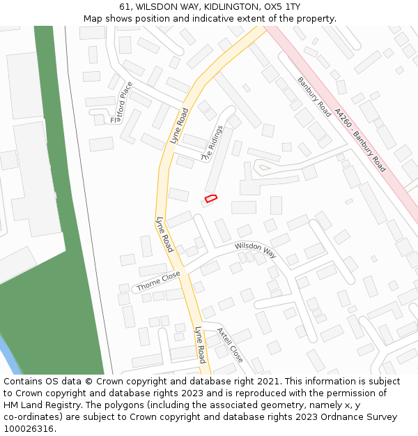 61, WILSDON WAY, KIDLINGTON, OX5 1TY: Location map and indicative extent of plot
