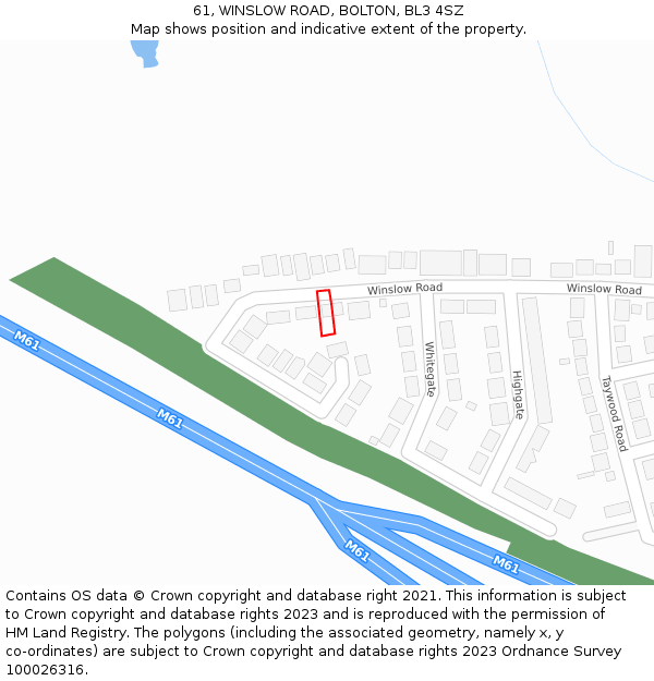 61, WINSLOW ROAD, BOLTON, BL3 4SZ: Location map and indicative extent of plot