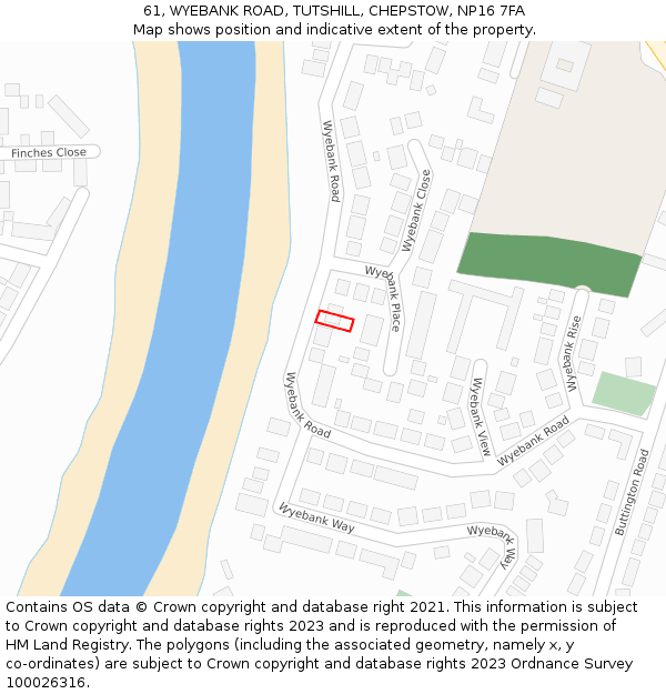 61, WYEBANK ROAD, TUTSHILL, CHEPSTOW, NP16 7FA: Location map and indicative extent of plot