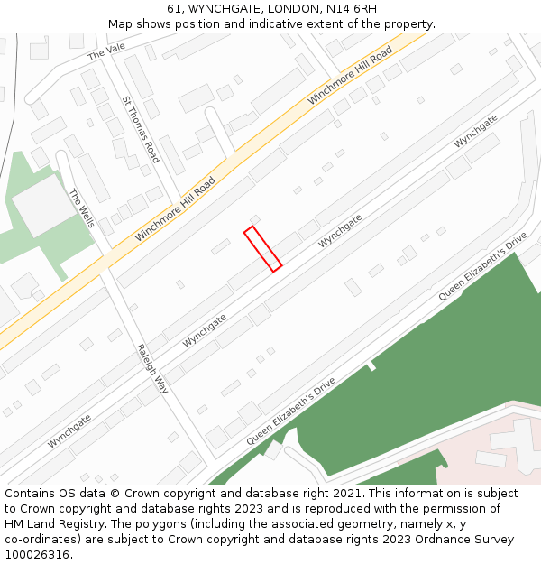 61, WYNCHGATE, LONDON, N14 6RH: Location map and indicative extent of plot