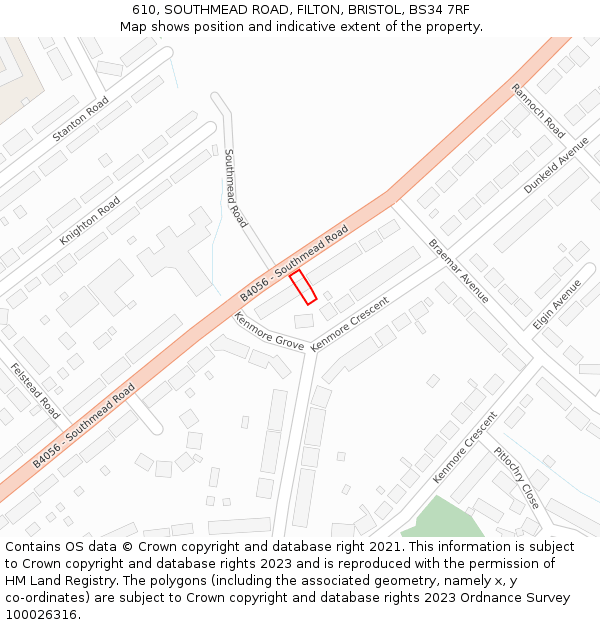 610, SOUTHMEAD ROAD, FILTON, BRISTOL, BS34 7RF: Location map and indicative extent of plot