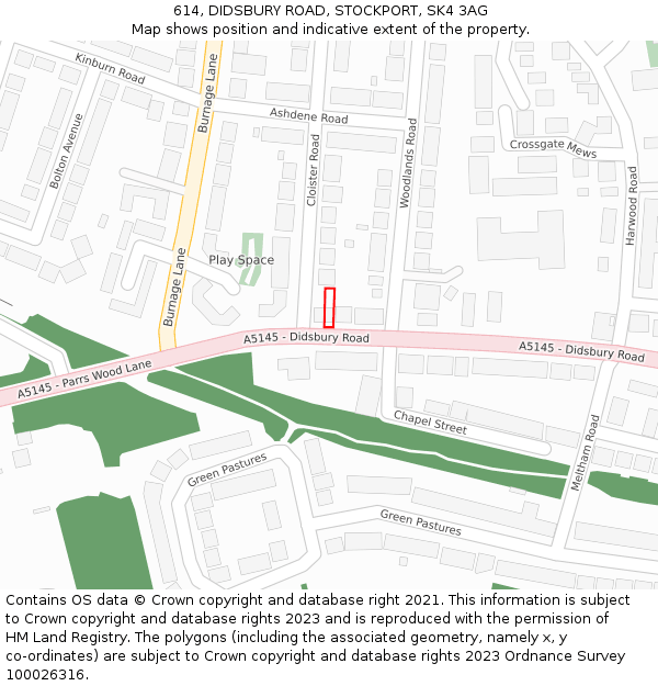 614, DIDSBURY ROAD, STOCKPORT, SK4 3AG: Location map and indicative extent of plot